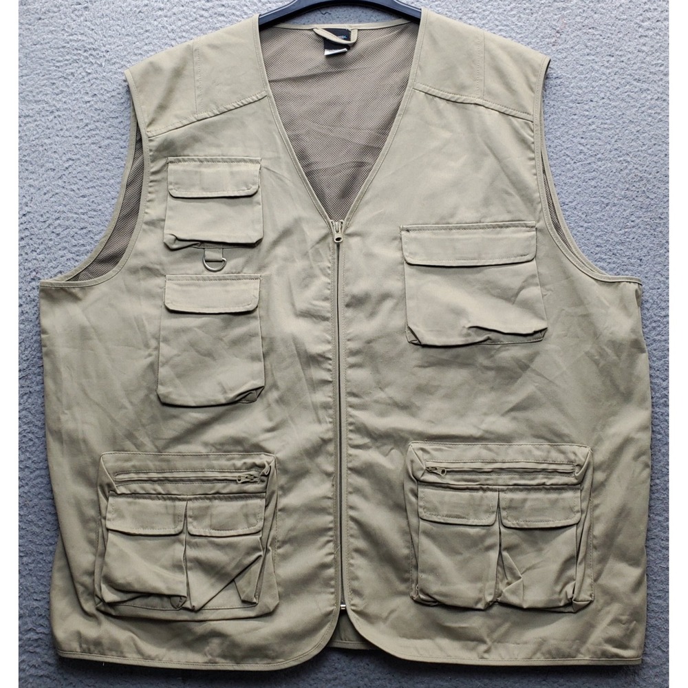 Stone Creek Fishing Vest Mens XX Brown Utility Pocket Hunting Outdoor Full Zip